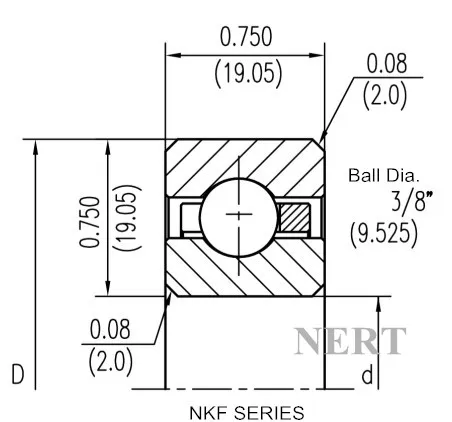 NKF(Φ19.05)等截面薄壁深溝球軸承剖面