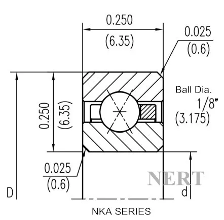 NKA-X(Φ6.35)等截面薄壁四點(diǎn)接觸球軸承剖面圖